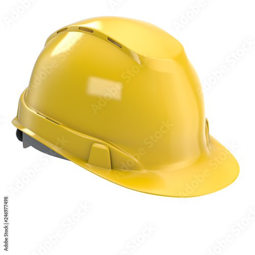 construction helmet yellow on an isolated white background. 3d illustration