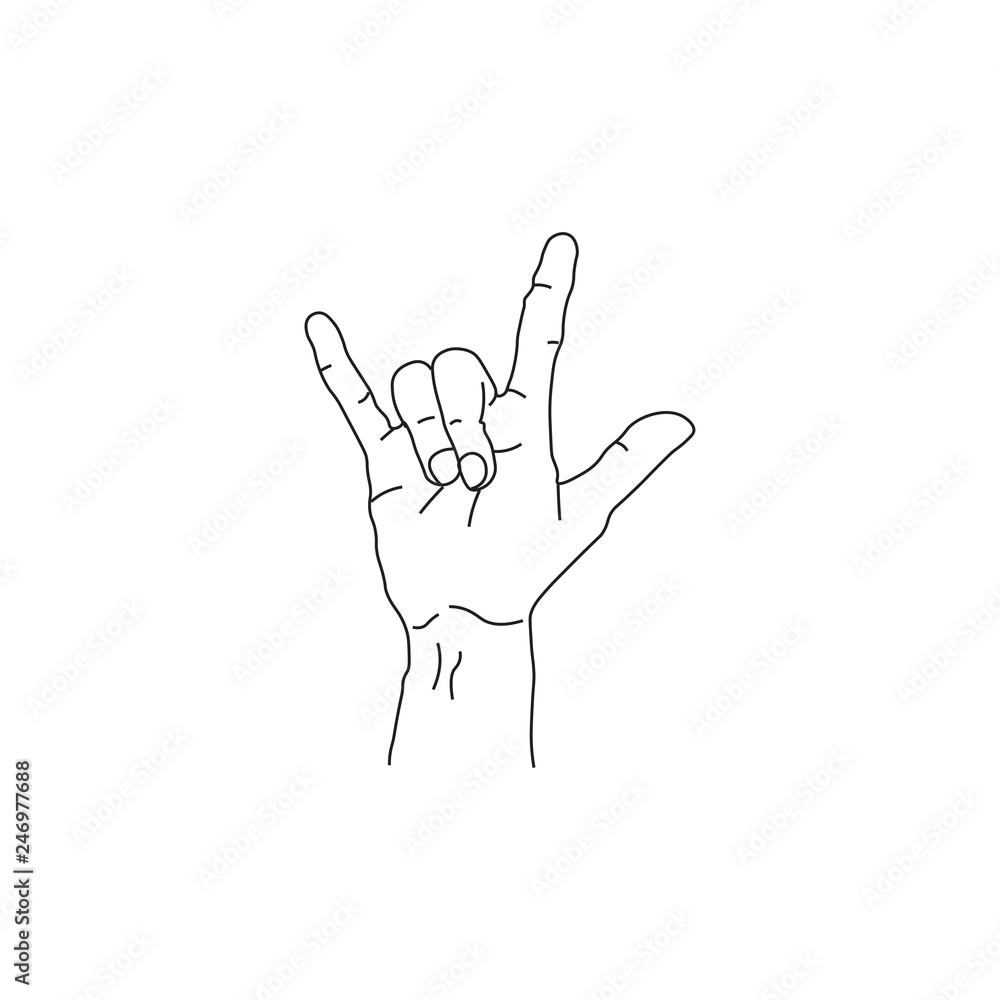 Hand in rock sign. Vector illustration. Hand collection. Hand in rock sign. Vector illustration. Hand collection.