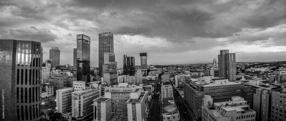 Johannesburg city skyline and hisgh rise towers and buildings