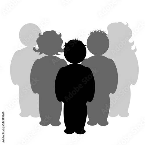 Illustration of people icon. Vector silhouette on white background. Symbol of team. Sign of person.