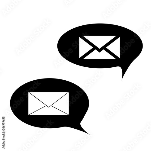 Illustration of message icon. Vector silhouette on white background. Symbol of communication.