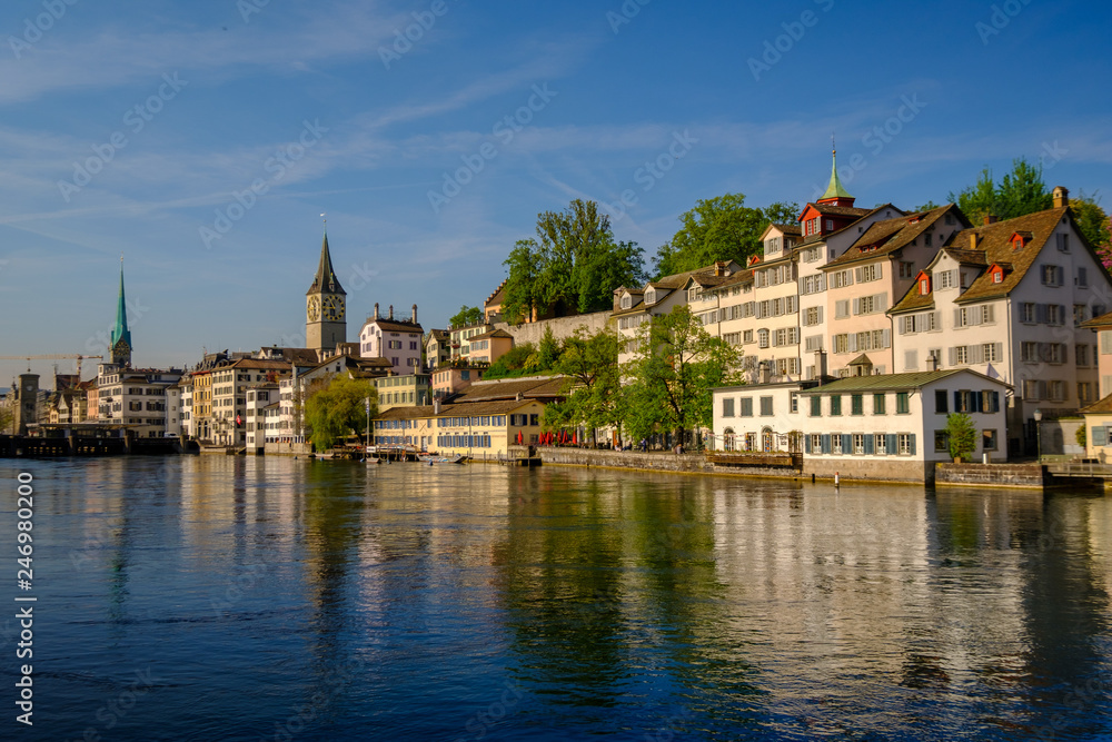 Panorama of the historic center of Zurich