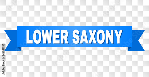 LOWER SAXONY text on a ribbon. Designed with white title and blue tape. Vector banner with LOWER SAXONY tag on a transparent background.