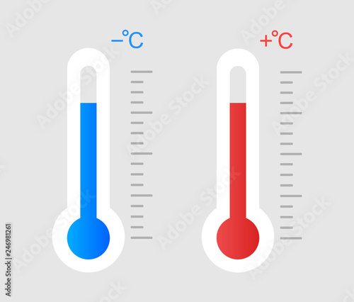 Thermometer. Cold and heat. Subzero temperature and above zero.