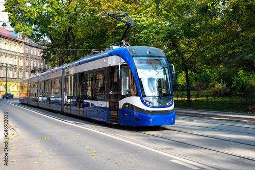 Modern tramway on the streets of the city