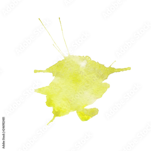 Vector abstract yellow watercolor on white background.The color splashing on the paper. Hand drawn.