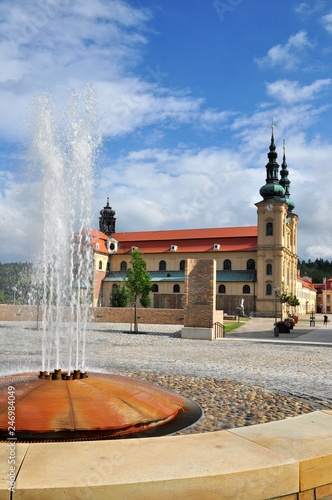 Pilgrim site by old Velehrad cathedral, catholic church in Moravia, The Czech Republic.  photo