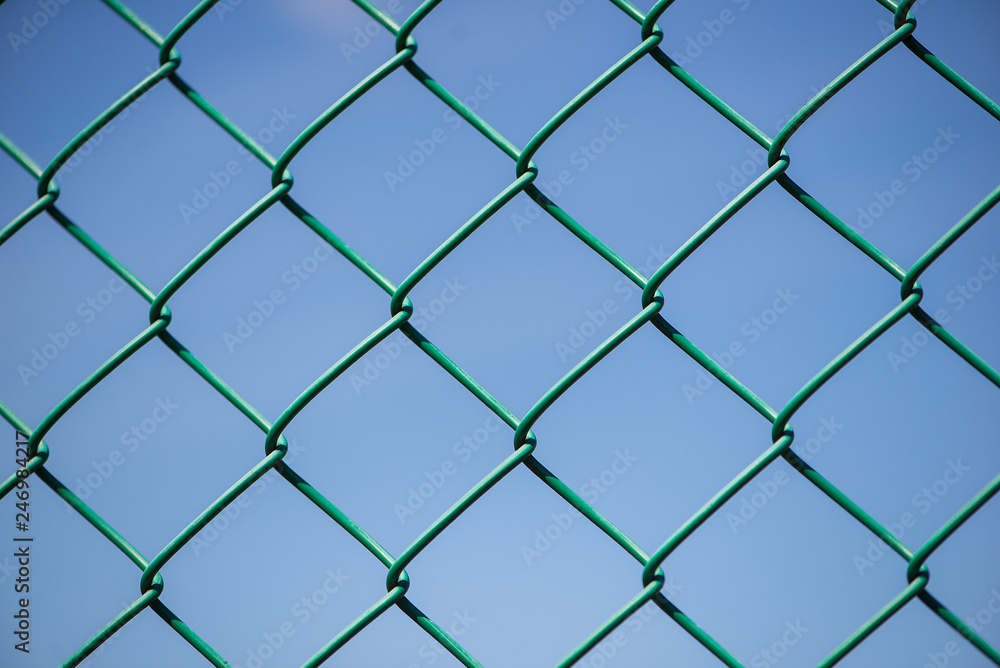 Full Frame Shot Of Chainlink Fence Against Clear Sky Full Frame Shot Of Chainlink Fence Against Clear Sky