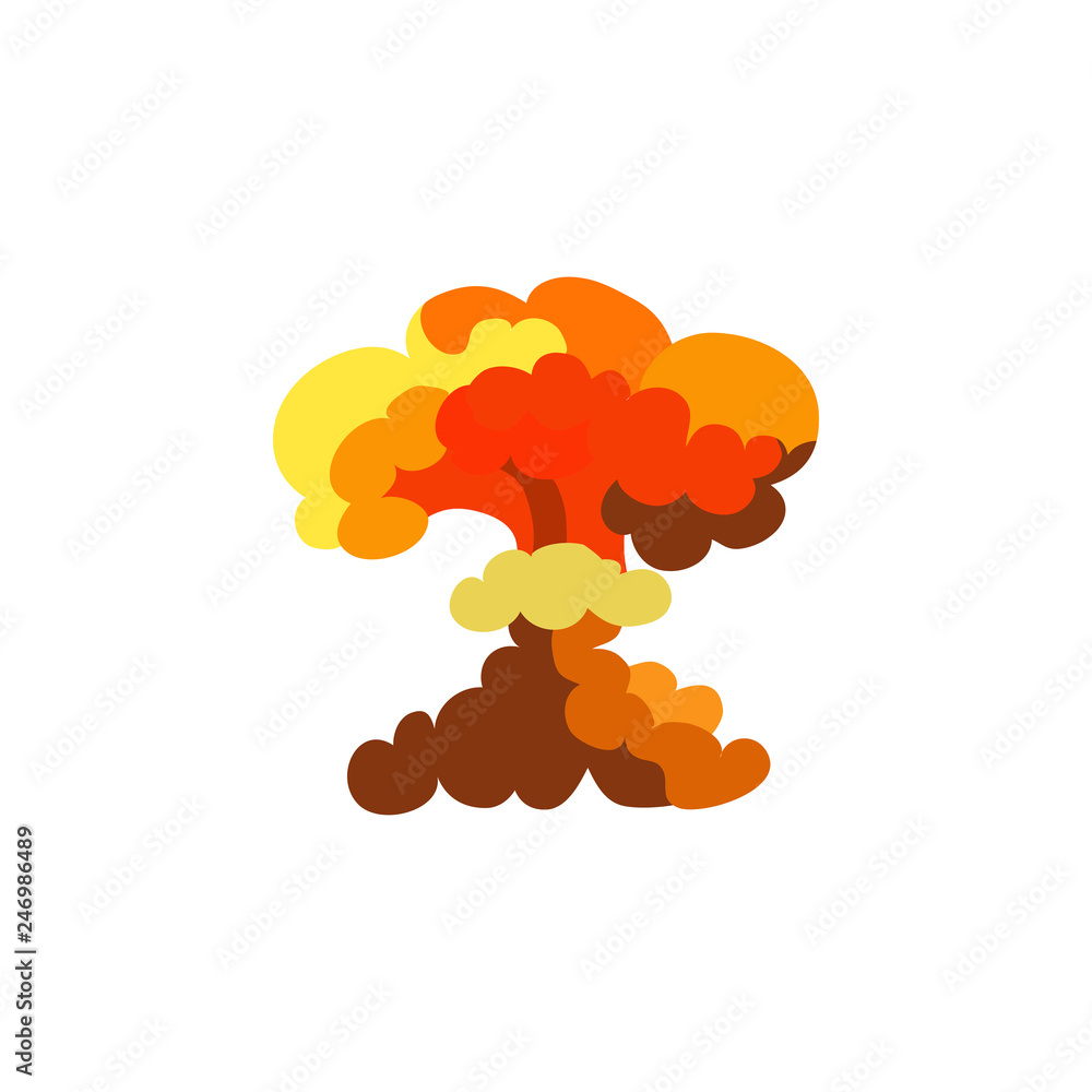 Cartoon explosion effect with fire. Comic bomb effect for game, web, animation, ui design. Vector cartoon flame icon illustration Cartoon explosion effect with fire. Comic bomb effect for game, web, animation, ui design. Vector cartoon flame icon illustration