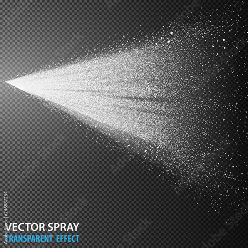 Tansparent water spray cosmetic, white fog spray isolated on background. Vector spray effect