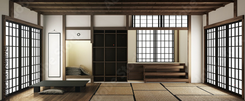 Canvas Print tatami mats and paper sliding doors called Shoji in Japanese room style
