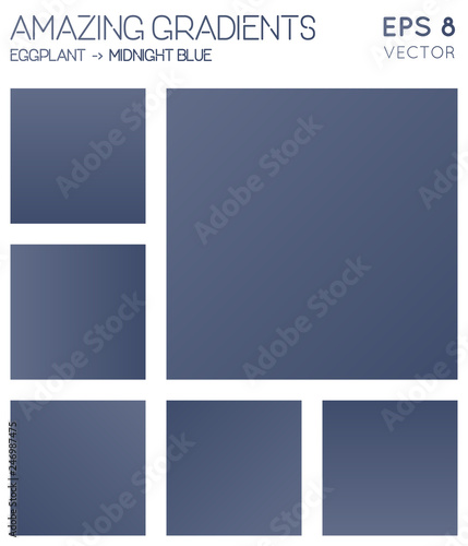 Colorful gradients in eggplant, midnight blue color tones. Actual gradient background, remarkable vector illustration.