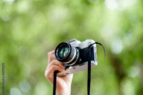Hand and camera shots Photography concept With copy space