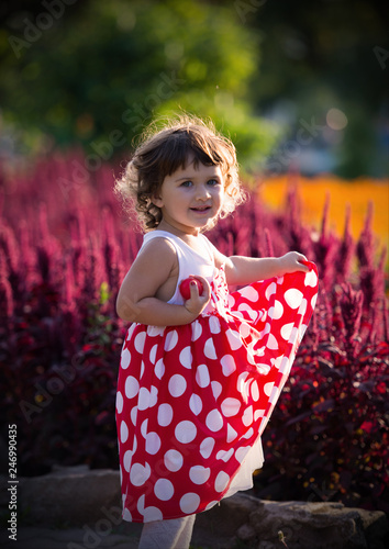 little girl in red dress