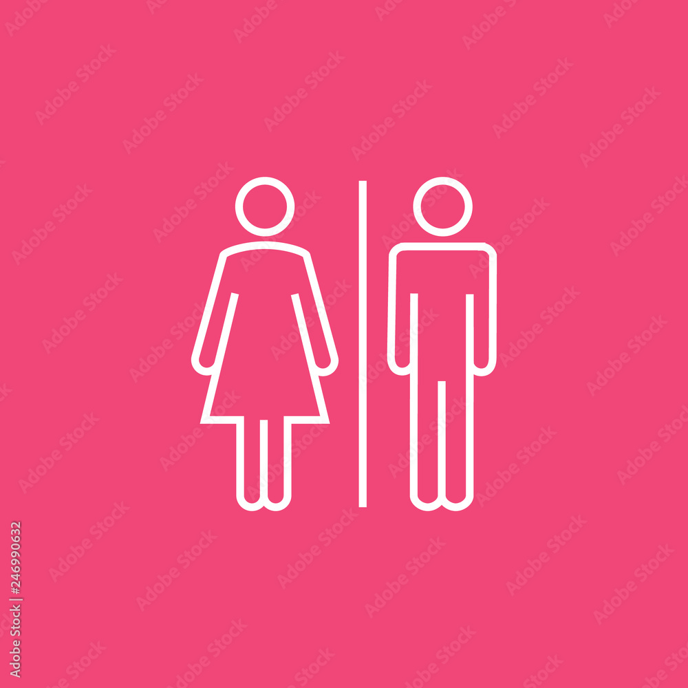 WC sign restroom icon. Toilet bathroom male and female symbol. Wc isolated line pictogram WC sign restroom icon. Toilet bathroom male and female symbol. Wc isolated line pictogram