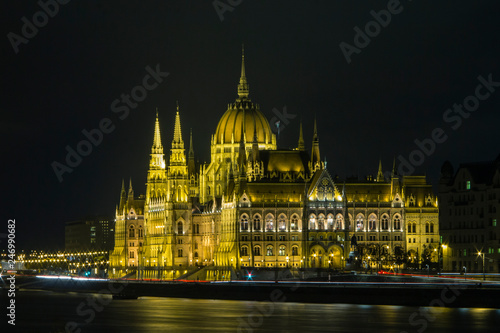 Beautiful Parliament building in Budapest at night. Hungary © Shyshko Oleksandr