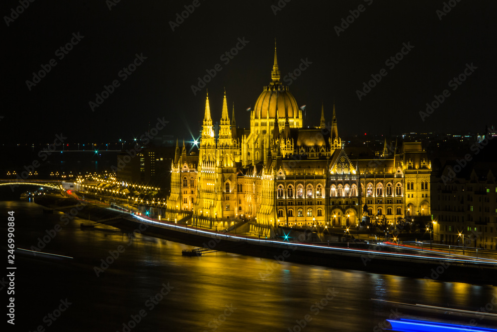 Beautiful Parliament building in Budapest at night. Hungary