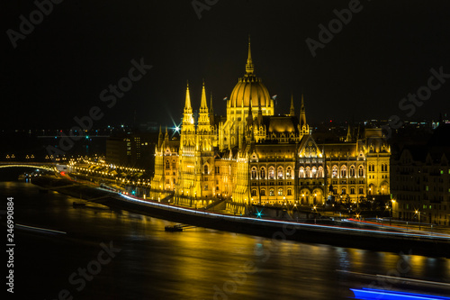 Beautiful Parliament building in Budapest at night. Hungary © Shyshko Oleksandr