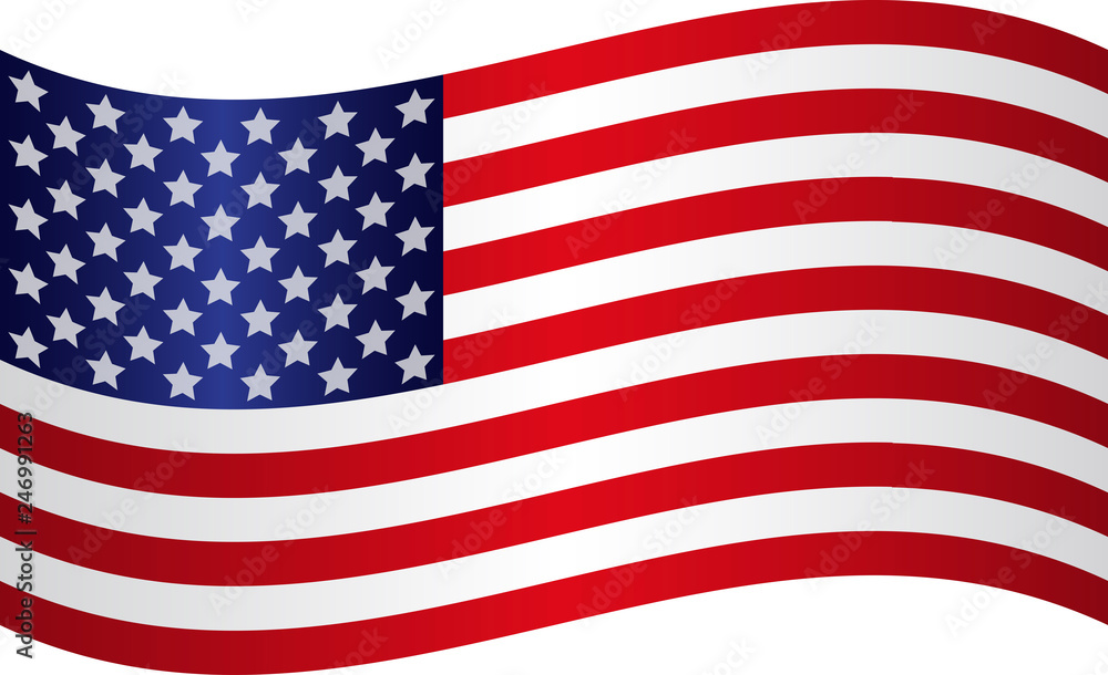 Flying American national flag with silver stars. Flying American national flag with silver stars.