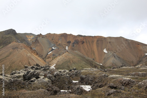 Bild auf Leinwand Wanderung durch Landmannalaugar Island