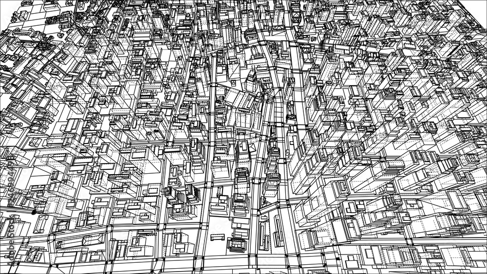 Wire-frame City, Blueprint Style