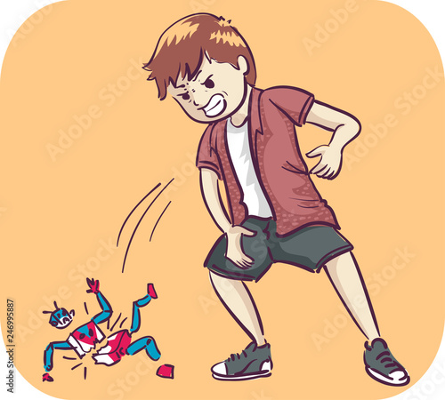 Kid Boy Emotional Outburst Illustration
