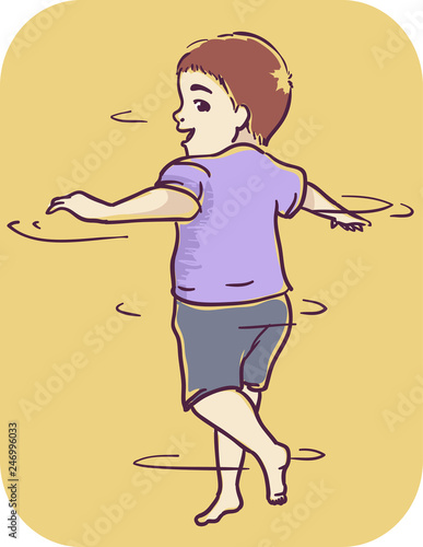 Kid Boy Symptom Spinning Illustration