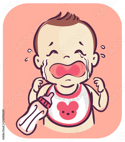 Baby Cry Milk Allergy Illus...