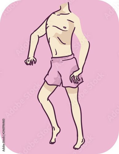 Kid Boy Symptom Waddling Gait Illustration