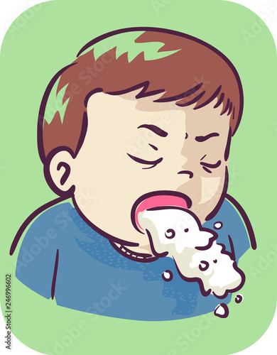 Toddler Boy Vomiting Illustration
