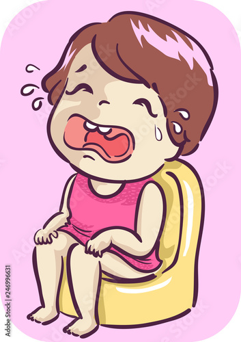 Toddler Girl Cry Diarrhea Illustration