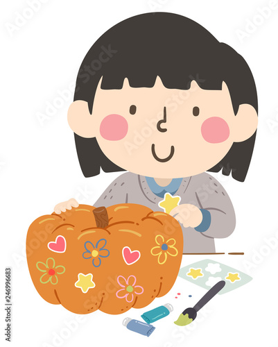 Kid Girl Autumn Pumpkin Dec...