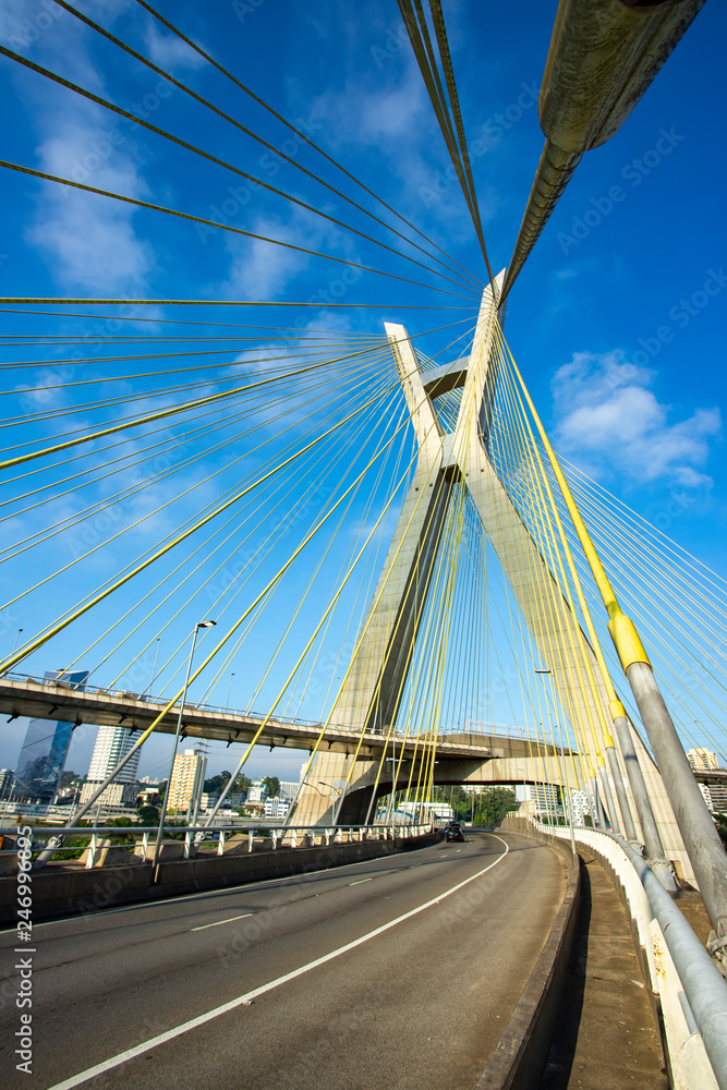 Modern architecture. Modern bridges. Linking two different points. Cable-stayed bridge in the world, Sao Paulo Brazil, South America. Modern architecture. Modern bridges. Linking two different points. Cable-stayed bridge in the world, Sao Paulo Brazil, South America.
