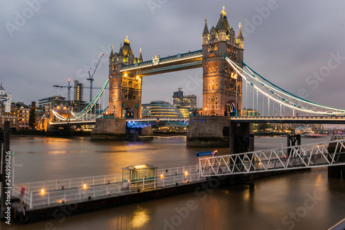 Tower Bridge in London at Dusk
