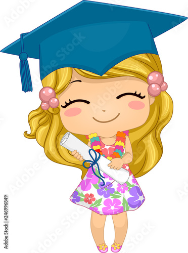 Kid Girl German Preschool Graduate Illustration