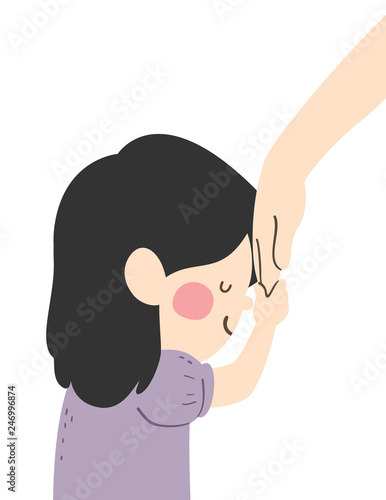 Kid Girl Hand Bless Illustration