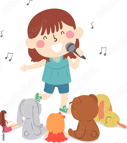 Kid Girl Sing Toy Audience ...