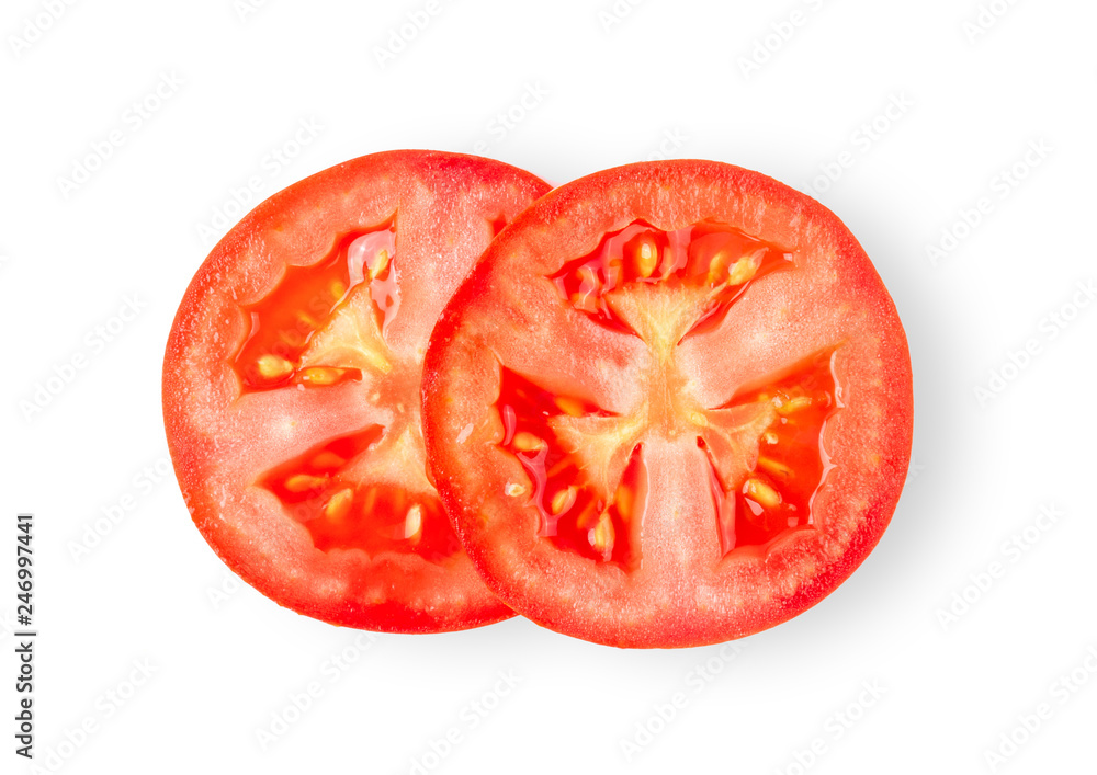 slice of tomato isolated on white background slice of tomato isolated on white background