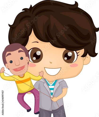 Kid Boy Puppet Play Illustr...
