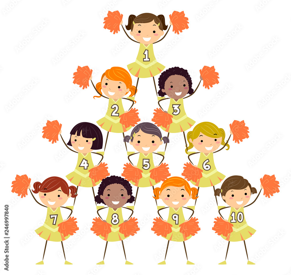 Stickman Kids Girls Cheering Squad Numbers Stickman Kids Girls Cheering Squad Numbers