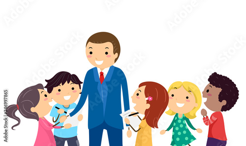 Stickman Kids Interview Professional Illustration