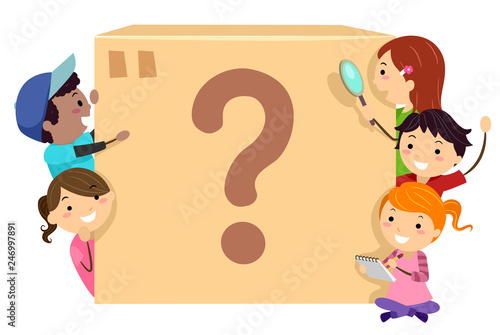 Stickman Kids Mystery Box Illustration