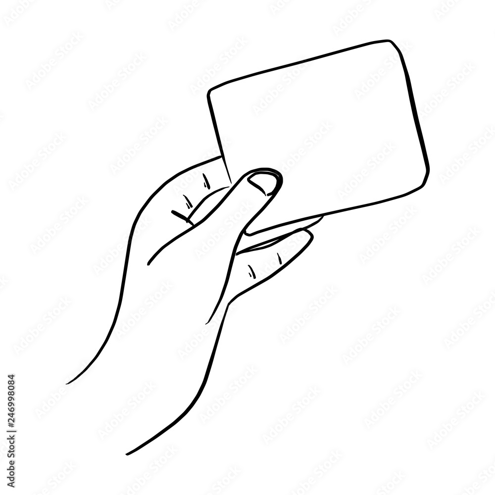 outline hand holding blank card vector illustration sketch doodle hand drawn with black lines isolated on white background outline hand holding blank card vector illustration sketch doodle hand drawn with black lines isolated on white background
