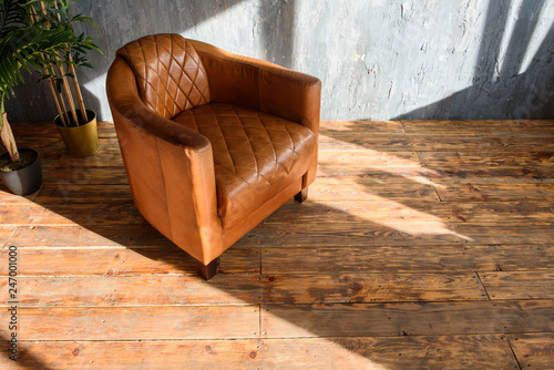 brown leather chair
