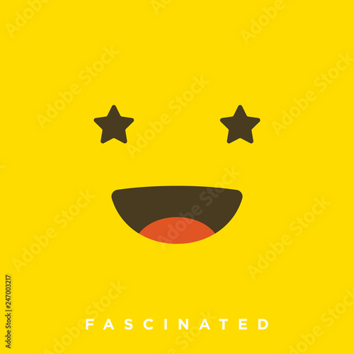 High quality vector cartoon fascinated emoticons with Flat Design Style, social media reactions - Vector EPS10