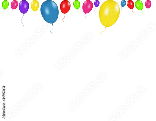 Color composition of vector realistic balloons isolated on white background. Balloons isolated. For Birthday greeting cards or other designs