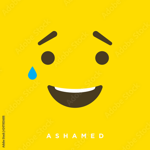 High quality vector cartoon with ashamed emoticons with Flat Design Style, social media reactions - Vector EPS10