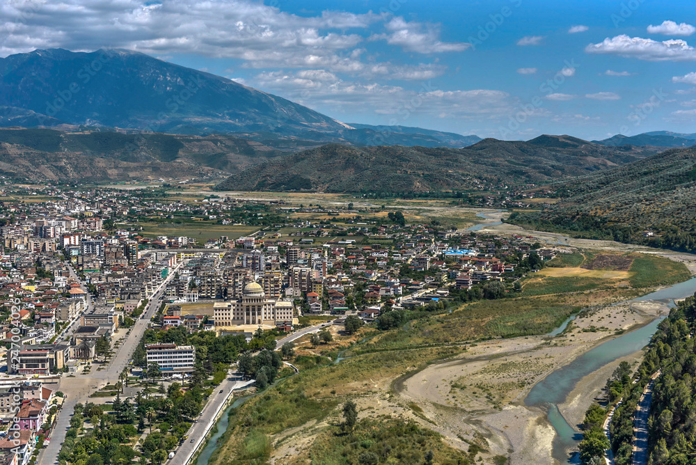 Berat city and Osumit river, Albania