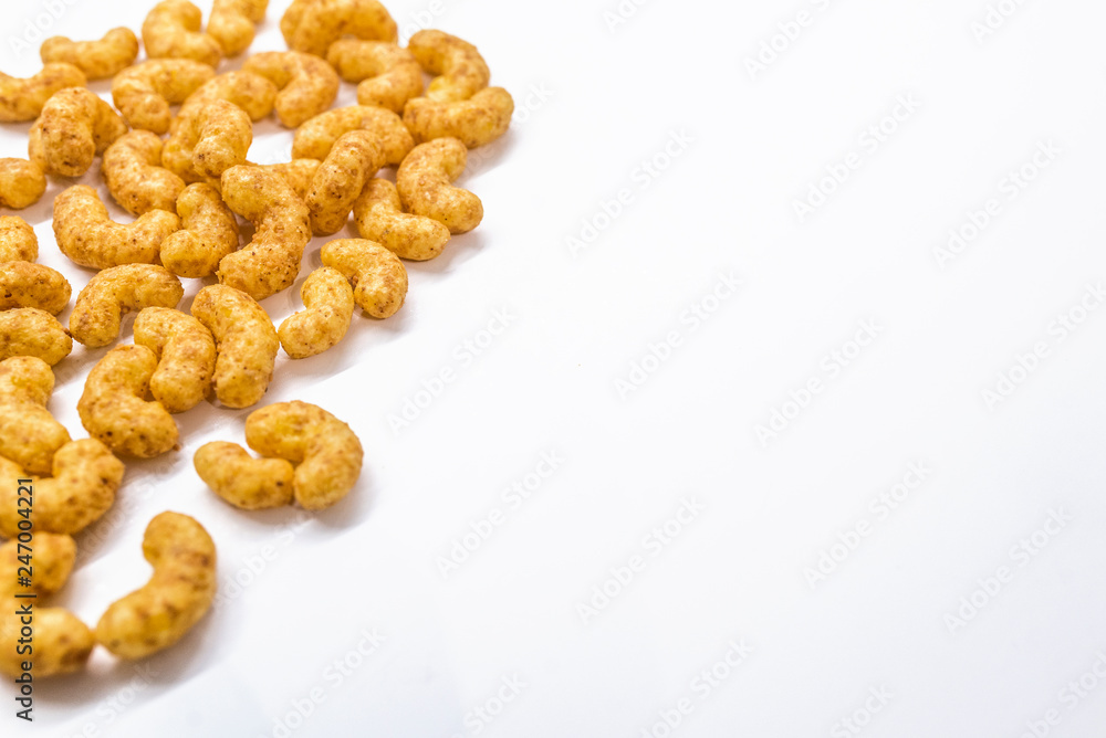 Peanut flips full frame viewed directly from above. Top view. Copy space Peanut flips full frame viewed directly from above. Top view. Copy space