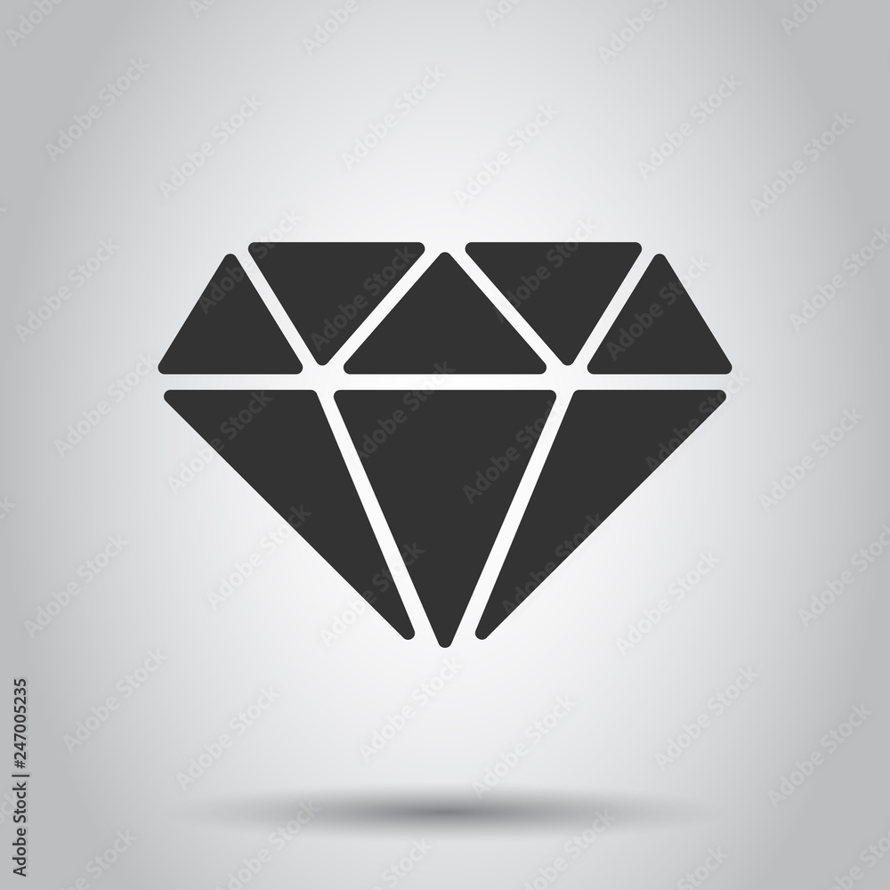 Diamond jewel gem vector icon in flat style. Diamond gemstone illustration on white background. Jewelry brilliant concept. Diamond jewel gem vector icon in flat style. Diamond gemstone illustration on white background. Jewelry brilliant concept.